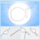 2Pcs 2 Style Alloy Heart Waist Chains, Chain Belt for Women, Platinum & Light Gold, 47.24 inch(120cm), 1Pc/style