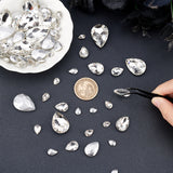 6 Style Pointed Back Glass Rhinestone Cabochons, Faceted, Teardrop, Crystal, 8~29x6~20x3~9mm, 94pcs/box