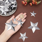 100Pcs 5 Styles  Iron Display Decorations, Metal Star Ornament, Platinum, 25~68x27~68x0.1~4mm, 20pcs/style