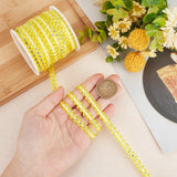 25M Metallic Yarn Lace Ribbons, Jacquard Ribbon, Garment Accessories, Yellow, 1/4 inch(8mm)