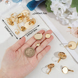 304 Stainless Steel Hoop Earring Findings, Flat Round Earring Settings, Real 18K Gold Plated, 20 Gauge, Tray: 8~20mm, 19~32x10~22mm, Pin: 0.8mm, 6pcs/size, 4 Size, 24Pcs/box