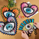 4Pcs 4 Style Sequin Iron on/Sew on Patches, Glittered Appliques, for Garment Decoration, Evil Eye & Heart, Mixed Color, 270x310x1mm & 315x340x1mm, 1pc/style