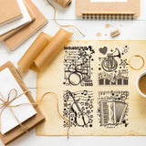 Rubber Clear Stamps, for Card Making Decoration DIY Scrapbooking, Musical Instruments, 22x18x0.8cm