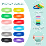 36Pcs 12 Colors Silicone Cord Bracelet, Cute Fun Plain Wristband for Men Women, Mixed Color, Inner Diameter: 2-1/2 inch(6.5cm), 3pcs/color