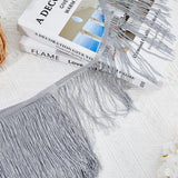 10M Polyester Tassel Ribbon, Fringe Trimming Lace Ribbon, Clothes Accessories, Light Grey, 140x1mm, about 10.94 Yards(10m)/Card