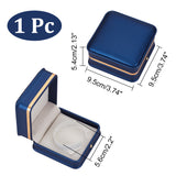 Square PU Leather Bangle Boxes, for Bracelet Jewelry Gift Storage, Marine Blue, Fit for 56mm Inner Diameter Bangle, 9.5x9.5x5.4cm