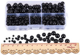 316 Pcs Synthetic Black Stone Round Beads Sets, 4mm/6mm/8mm/10mm Beads, Hole: 0.9~1.3mm