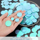 1300Pcs 4 Style Ornament Accessories, PVC Plastic Paillette/Sequins Pendants, Flat Round, Cyan, 15~30x0.3mm, Hole: 1.2mm