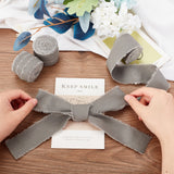 Cotton Rustic Frayed Edge Ribbon, Tassel Fringe Ribbon with Wood Spools, for Wedding, Bouquet, Invitation Card, Slate Gray, 1-5/8 inch(40mm), about 5.47 Yards(5m)/Roll