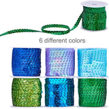 Eco-Friendly Plastic Paillette Beads, Sequins Beads, Ornament Accessories, Flat Round, Mixed Color, 6mm, about 5m/roll, 6rolls/set