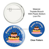 Tinplate Brooch, with Plastic Bottom & Iron Pin, Flat Round, Mixed Color, Birthday Themed Pattern, 58x4mm, 9pcs/set