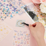 Cute 3D Self-Adhesive Stickers, with Self Adhesive Hot Stamping Stickers and Tweezers, for DIY Arts and Crafts, Mixed Color, 17.6x9x0.08cm, 20x10x0.02cm