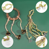 2Pcs 2 Style  Rattan & Iron Witch Bells, with Hemp Rope, for Door Knob, Wind Chimes, Witchcraft Decor Protection Bells, Mixed Color, 320~330mm, 1pc/style
