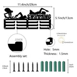 Sports Theme Iron Medal Hanger Holder Display Wall Rack, 3-Line, with Screws, Triathlon, Sports, 130x290mm, Hole: 5mm