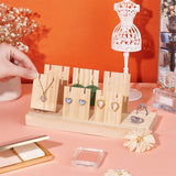 Wood Earring Display Stands, Earring Stud Showing Holder, with 6Pcs Wooden Display Cards, PeachPuff, Finish Product: 8.1x21.9x8.6cm, about 7pcs/set