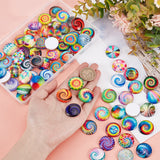 Glass Cabochons, Half Round with Mixed Pattern, Mixed Color, 25x6mm, 70pcs/bag, 1bag/box