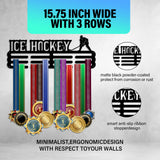Sports Theme Iron Medal Hanger Holder Display Wall Rack, with Screws, Hockey Stick Pattern, 150x400mm