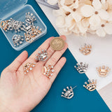 16pcs 2 Colors Crystal Rhinestone Crown Brooches, Alloy Rhinestone Lapel Pins for Backpack Clothes, Platinum & Light Gold, 21x25.5x9mm, 8pcs/color