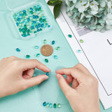 100Pcs 5 Colors Transparent Glass Charms, Glitter Gold Powder, Teardrop, Green, 9x6x5mm, Hole: 1mm, 20pcs/color