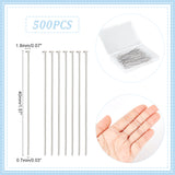 500Pcs 304 Stainless Steel Flat Head Pins, Stainless Steel Color, 40x0.7mm, Head: 1.8mm
