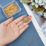 304 Stainless Steel Flat Head Pins, for Jewelry Making, Real 16K Gold Plated, 50x0.7mm, 21 Gauge, Head: 1.5mm, about 120pcs/box