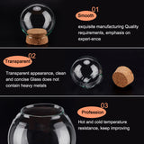 6 Sets Glass Dome Cover, Decorative Display Case, Cloche Bell Jar Terrarium with Cork Base, Round, Clear, 64.5x70.5mm, Inner Diameter: 39mm