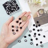 100Pcs 1-Hole Aluminum Buttons, with Polyester Covered, Clothes Coat Down Jacket Buckle, Platinum, Black, 10x6mm, Hole: 0.8mm