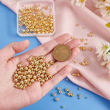 370Pcs 3 Styles Rack Plating and Vacuum Plating Brass Round Spacer Beads, Metal Findings for Jewelry Making Supplies, Real 18K Gold Plated, 3~6mm, Hole: 1~1.5mm