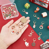 12 Pairs 12 Style 304 Stainless Steel Christmas Dangle Leverback Earrings, Heart & Wreath & Gift & Snowflake & Santa Claus & Glove & Snowman & Boot & Elk & Christmas Tree, Mixed Color, 29.5~40.5mm, Pin: 0.5mm, 12pairs/box