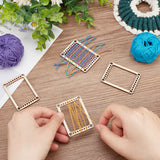 Wooden Mini Weaving Looms, Knitting & Crochet Tools, Rectangle, Blanched Almond, 5.55x4x0.25cm, Hole: 4mm and 2.5mm, 4pcs/set