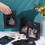 Rectangle Paper Gift Bags, with Clear Window, Ribbon Bowknot Decorated Rectangle Candy Bag for Birthday, Wedding, Celebration Party Packing, Black, 12x6.15x16cm