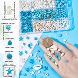 DIY Beads Jewelry Making Finding Kit, Including Synthetic Magnesite & Howlite & Turquoise & Natural Cowrie Shell Beads, Chips & Round & Starfish, Mixed Color