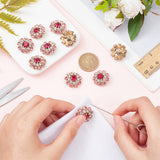 1-Hole Zinc Alloy Shank Buttons, with Rhinestone, Flower Button, Colorful, 21.5x10mm, Hole: 2mm, 10pcs/box
