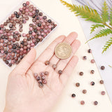 3 Strands Natural Rhodonite Beads Strands, Round, 6mm, Hole: 1mm, about 61pcs/strand, 14.9 inch~15.1 inch
