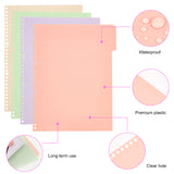 A4 PP Plastic Binder Index Divider Sheets, 30 Holes Tab Divider for Notebook, Rectangle, Mixed Color, 290x215x0.1mm, Hole: 5.3mm & 7.7mm, 4pcs/set