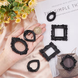 12Pcs 6 Style Resin Picture Frames, Retro Embossed Bowknot Photo Frames, Small Family Photo Holders, for  Photo Props Wall Decor Accessories, Oval & Heart & Square & Rectangle, Black, 40~69x30~55x6~9mm, Inner Diameter: 25~32x19~32mm, 2pcs/style