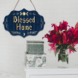 Wood Hanging Wall Decorations, with Jute Twine, Word Blessed Home, 186x269x5mm