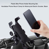 Plastic Bike Phone Holder Mounting Set, Handlebar Phone Mount Clamp for Motorcycle Electric Scooter, Black, packaging: 140x132x65mm