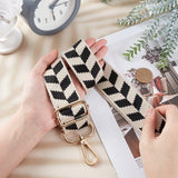 Geometric Pattern Adjustable Shouder Bag Strap, with Zinc Alloy Clasps, for Bag Replacement Accessories, Tan, 80~140x3.8x0.15cm