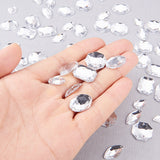 Sew on Rhinestone, Taiwan Acrylic Rhinestone, Two Holes, Garments Accessories, Flat Back and Faceted, Mixed Shapes, Clear, 70pcs/box