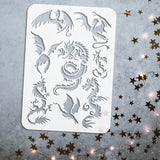 Plastic Drawing Painting Stencils Templates, for Painting on Scrapbook Fabric Tiles Floor Furniture Wood, Rectangle, Dragon, 29.7x21cm