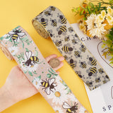 2 Rolls 2 Patterns Insect Theme Polyester Ribbon, for Scene Decoration, Gift Wrapping, Ladybug/Bees Pattern, Yellow, Bees Pattern, 2-1/2 inch(63mm), about 6 yards/roll, 1 roll/pattern
