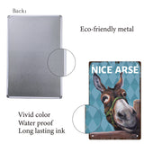 Tinplate Sign Poster, Vertical, for Home Wall Decoration, Rectangle with Word Nice Arse, Donkey Pattern, 300x200x0.5mm