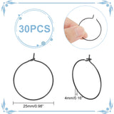 304 Stainless Steel Hoop Earring Settings, Ring, Electrophoresis Black, 25x4mm, Pin: 0.7mm, 30pcs/box