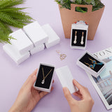 Texture Paper Necklace Gift Boxes, with Sponge Mat Inside, Rectangle, White, 8.1x5.1x2.7cm, Inner Diameter:4.6x7.3cm, Deep: 2.5cm