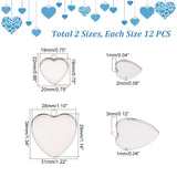 304 Stainless Steel Pendant Cabochon Settings, Plain Edge Bezel Cups, Heart, Stainless Steel Color, Tray: 19~28x19~29mm, 22~34x20~31x1~2mm, Hole: 1~3mm, 24pcs/box
