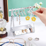 1 Set Coat Hanger Shaped Acrylic Earring Display Stands, Jewelry Organizer Holder for Earring Storage with 8 Mini Hangers, Silver, Finish Product: 15x8.2x15.2cm