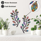 2Pcs 2 Style Iron Tree Leaf Wall Decor, Vine Olive Branch Leaf Wall Metal Art Hangings Decorations, for Indoor Outdoor Bedroom Living Room Cafe, Mixed Color, 322x155x1mm, Hole: 3mm, 1pc/style
