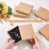 Kraft Paper Cardboard Jewelry Set Box, Earring & Necklace & Ring Box, Rectangle, BurlyWood, 13x11x3cm, 8pcs/set