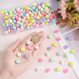 200Pcs Opaque Acrylic Beads Connector Charms, with Golden Iron Double Loops, Flower, Mixed Color, 15x12~12.5x7~7.5mm, Hole: 1.8mm